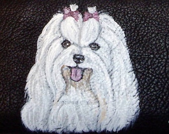 Maltese Dog Portrait Checkbook Cover,  Leather Checkbook Holder, Dog Person Gift