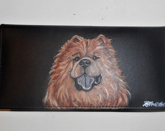 Chow Chow Dog Checkbook Cover, Leather Checkbook Holder, Dog Person Gift