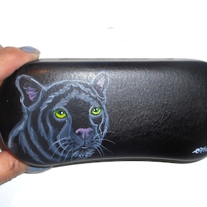 Black Panther Eyeglass Case, Glasses Case, Hand Painted