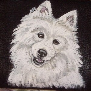 アメリカンエスキモードッグ小切手帳カバー、レザー小切手帳ホルダー、犬好きの方へのギフト