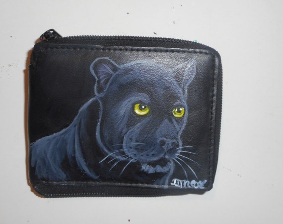 Black Panther Painting Wallet for Men Hand Painted Leather Father's Day Gift