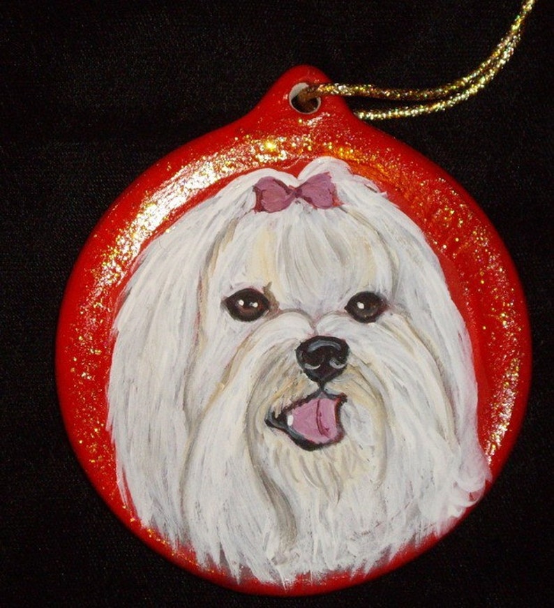 Maltese Dog Christmas Ornament Decoration Custom Hand Painted Etsy