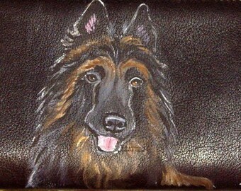 Belgian Tervuren Dog Checkbook Cover, Leather Checkbook Holder, Dog Person Gift