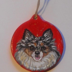 Pomeranian Dog Christmas Ornament, Christmas Decoration ,Custom Hand Painted Dog Person Gift image 2