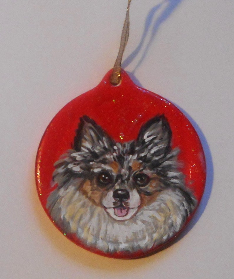 Pomeranian Dog Christmas Ornament, Christmas Decoration ,Custom Hand Painted Dog Person Gift image 2