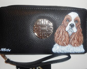 American Cocker Spaniel Dog Wallet for Women, Hand Painted Vegan Wallet, Dog Mom Gift