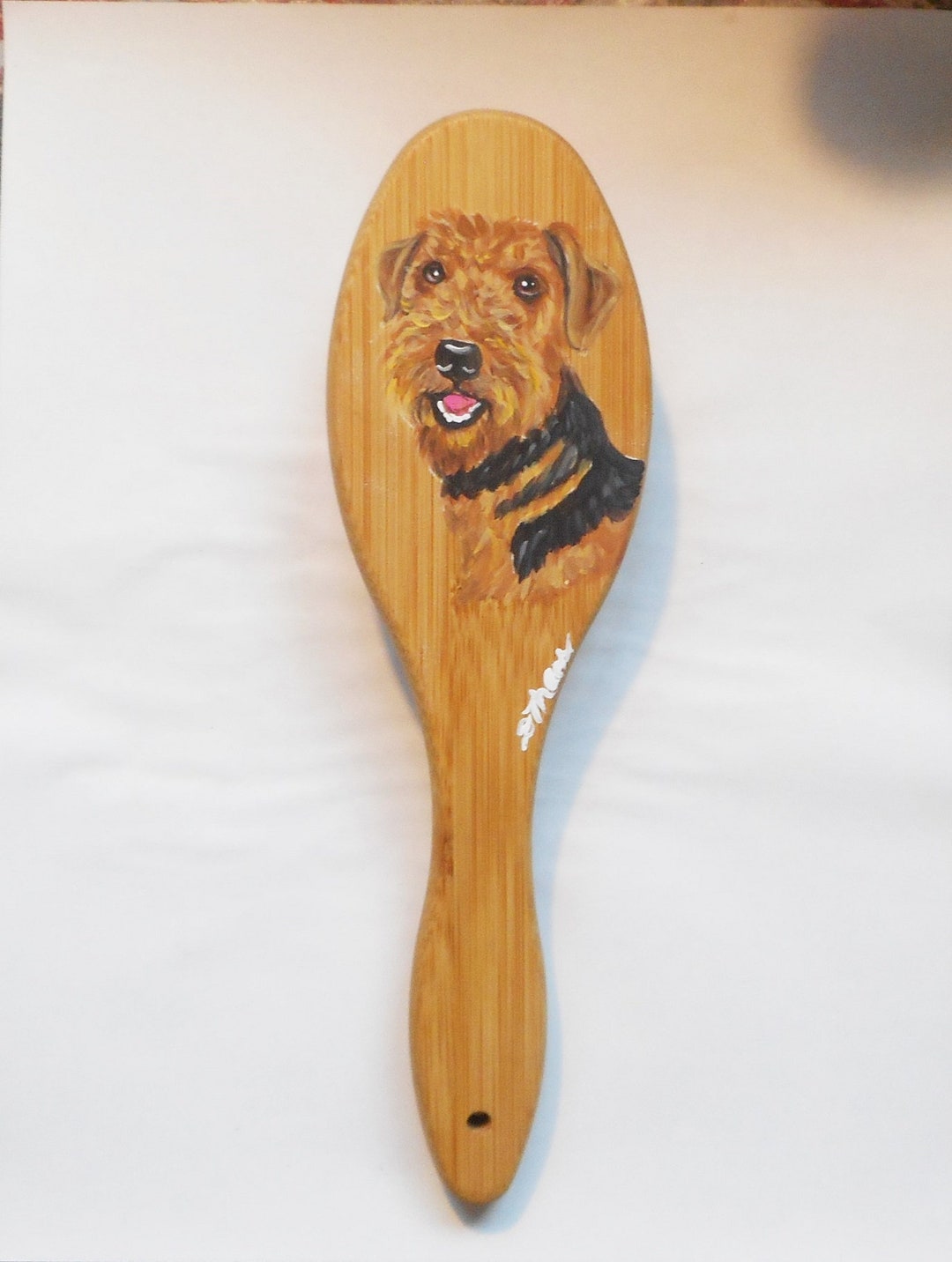 Airedale Terrier Dog Pet Pin Brush Grooming Hand Painted Etsy