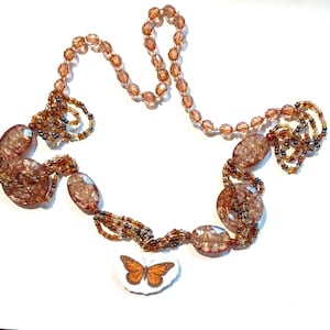 Broken China Necklace, Monarch Butterfly, Pendant Necklace, Valentine&#39;s Day gift, Mother&#39;s Day Gift