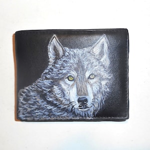 Timber Wolf Wallet for Men, Men&#39;s Leather Wallet, Father&#39;s Day Gift