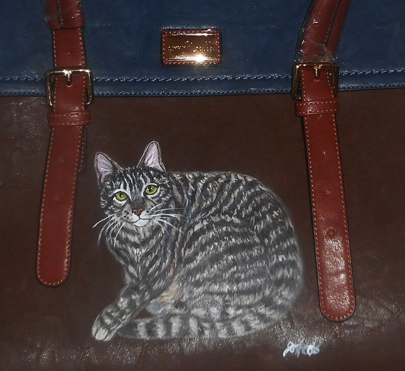 Pet Carrier Small Animal Tote Designer Hand Painted Tabby Cat Etsy