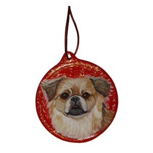 Hand-Painted Tibetan Spaniel Christmas Ornament: Dog Lover Gift