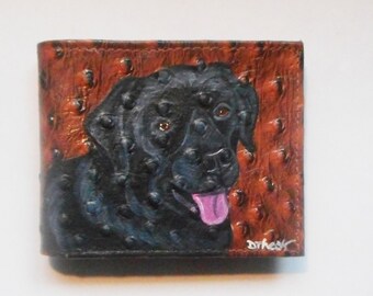 Labrador Retriever Dog Wallet for Men, Hand Painted Leather, Gift for Dog Lover