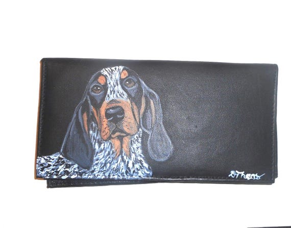Hand Painted Coonhound Dog Leather Checkbook Cover - Etsy Canada