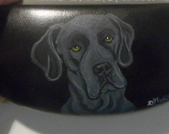 Étui à lunettes de soleil bleu pour chien dogue allemand, étui à lunettes rigide, cadeau chien