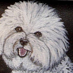 Hand Painted Bichon Frise Dog Portrait Leather Checkbook Cover