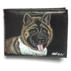アメリカン・アキタ犬モチーフのメンズウォレット、レザーメンズウォレット、犬好きの方へのギフト、父の日ギフト