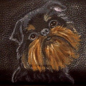 Cartera de Grifón de Bruselas para hombre, billetera plegable de cuero, regalo para el Día del Padre, regalo para amantes de los perros