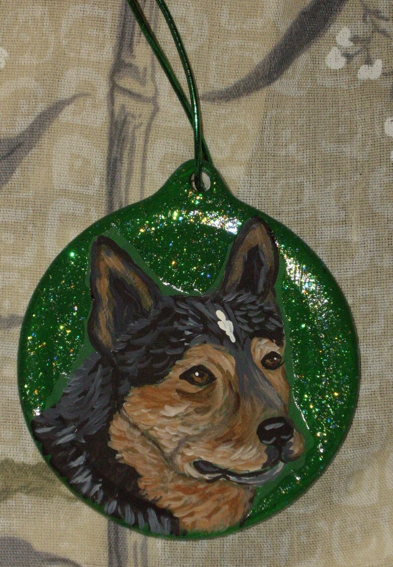 Australian Cattle Dog Custom Hand Painted Christmas Dog Ornament Original Art