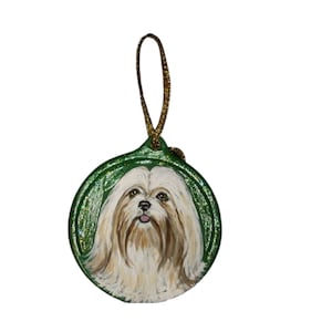 Hand Painted Lhasa Apso Dog Christmas Ornament: Personalized Dog Memorial