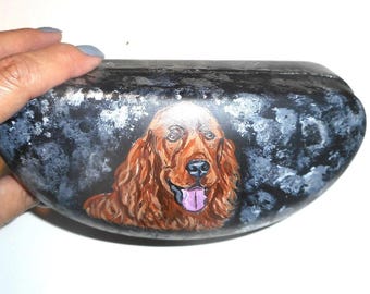 Irish Setter Dog Sunglass Case, Eyeglass Holder, Hand Painted Dog Lovers Gift