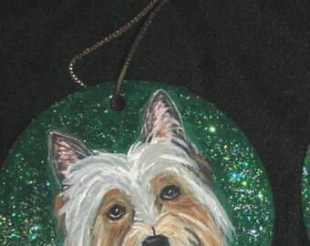 Silky Toy Terrier Dog Christmas Ornament Decoration  Custom hand Painted