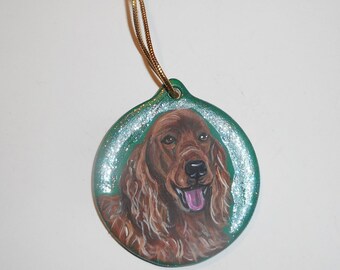 Irish Setter Dog Portrait Christmas Ornament Decoration Custom hand Painted