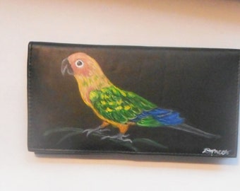 Sun Conure Bird Checkbook Cover, Checkbook Holder, Bird Lover Gift