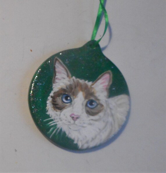 Snowshoe Cat Portrait Christmas Ornament Christmas Decoration Etsy