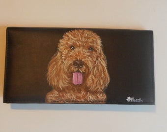 Goldendoodle Dog Checkbook Cover, Leather Checkbook Holder, Dog Person Gift