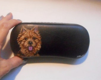 Norwich Terrier Dog Eyeglass Case, Hand Painted Glasses Case, Dog Person Gift