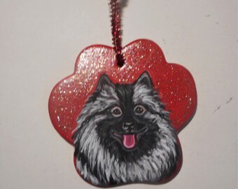 Keeshond Dog Christmas Ornament, Christmas Decoration, Custom hand Painted Dog Person Gift