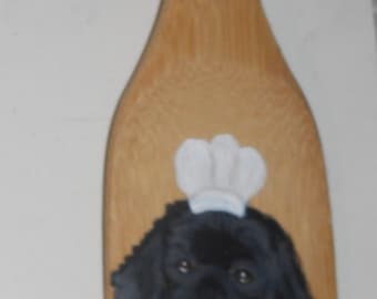 Newfoundland Dog Chef, Painted Wooden Spoon, Kitchen Decor, Dog Person Gift