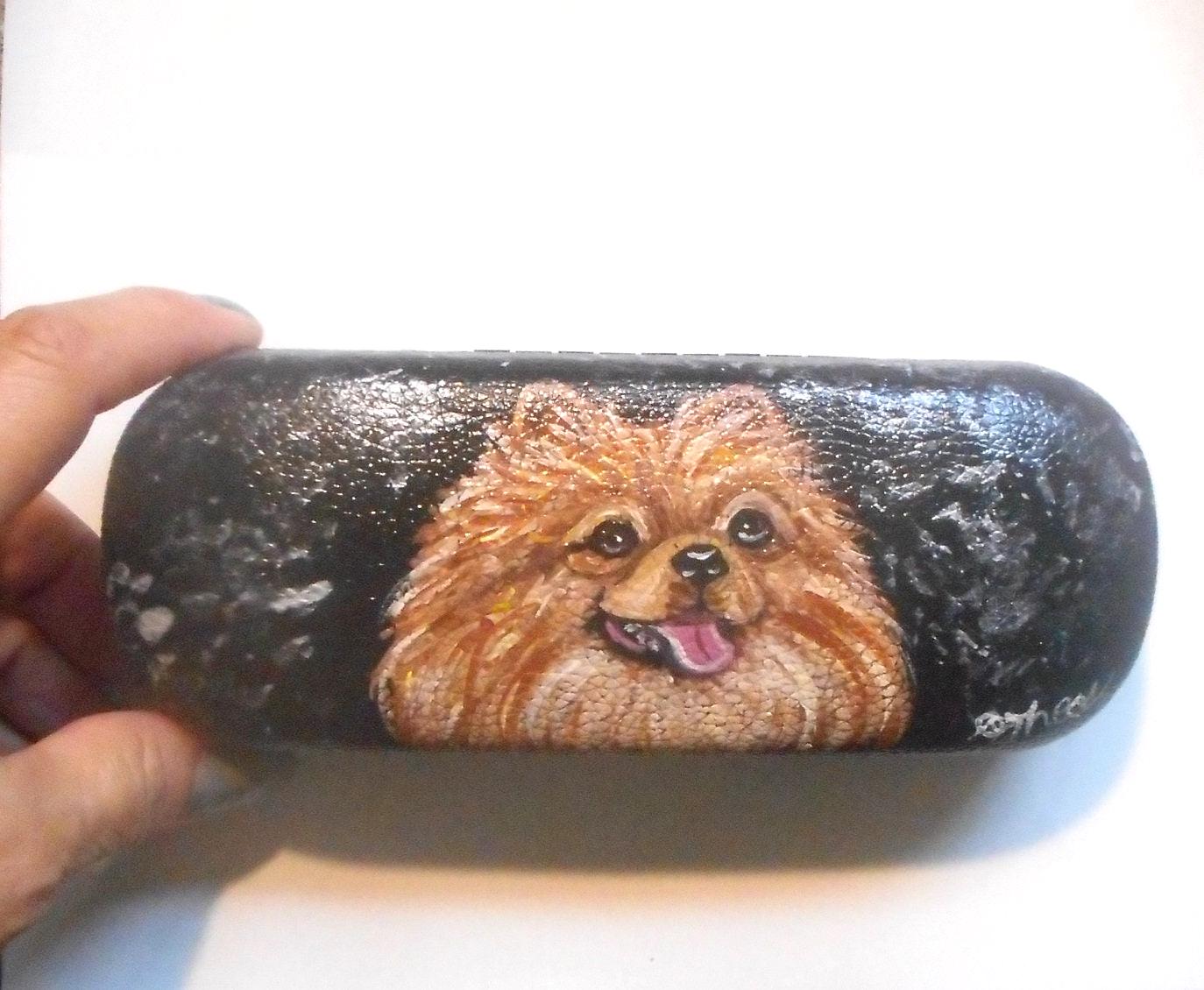 Hand Painted Pomeranian Dog Eyeglass Case: Dog Lover Gift