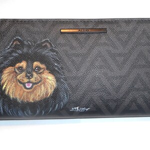 Cartera de Pomerania para mujer, pintada a mano, regalo para mamá.