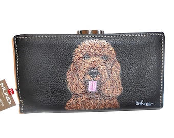 Goldendoodle Dog Wallet for Women, Hand Painted Leather, Dog Person Gift