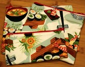 Sushi Patterned Sandwich and Snack Set: Reusable Bags