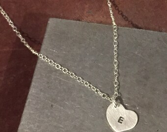 Personalized Handstamped Tiny Heart Sterling Silver Necklace