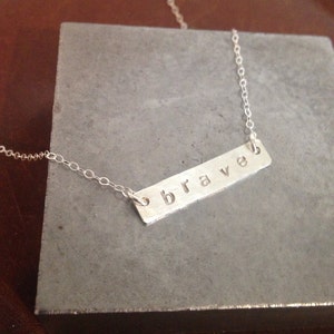 Custom Hand Stamped Sterling Silver Bar Necklace image 3