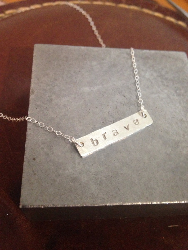 Custom Hand Stamped Sterling Silver Bar Necklace image 3