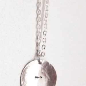 brave Custom Hand Stamped Hammered Silver Necklace with arrow image 2