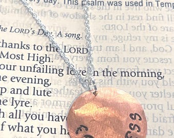 FEARLESS - Handstamped Domed Copper Disc Necklace