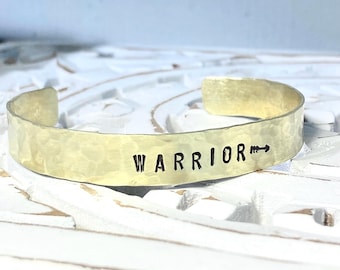 Personalized Hand Stamped Hammered Brass Cuff