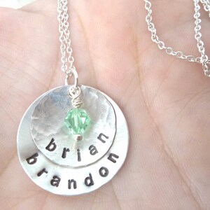 Personalized Hand Stamped Sterling Silver Necklace with vintage pearl or swarovski crystal image 3