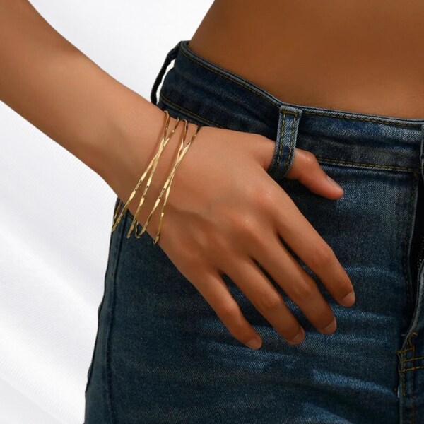 Timeless Minimalist Upper Arm Cuff: Gold and Silver Bracelet - Ideal Gift for Her