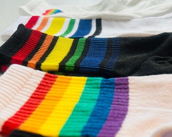LGBTQ Rainbow Socks, Pride Month Rainbow Outfit, Love is Love Clothing, OneLove Socks, Gift for Gay Men, Gift Idea for Lesbians