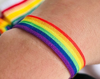 LGBTQ Rainbow Bracelet, Elastic Rainbow Bracelet, One Love Bracelets, Love is Love Band, CSD Festival Gay Outfit, Gift for Gay Men