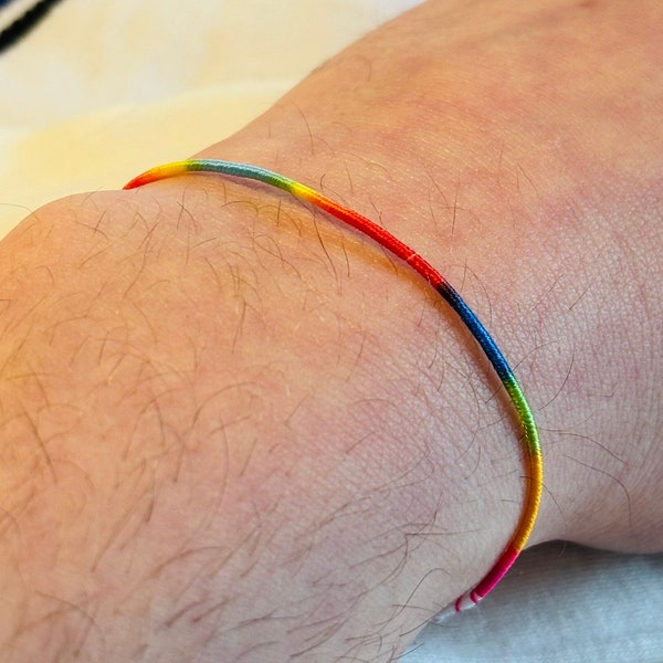 LGBTQ Pride Bracelet, Rainbow Jewelry, Rainbow Ankle Bracelet, Queer Bracelets, LGBT Ribbon, CSD Festival Friendship Bracelet