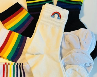 RAINBOW LGBTQ Socks, Rainbow Socks, Rainbow Queer Fashion, CSD Festival Clothing, Pride Month Outfit, Love is Love Gay Socks