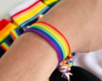 LGBTQ Rainbow Bracelet, Elastic Rainbow Bracelet, One Love Bracelets, Love is Love Bracelet, Pride Festival Outfit, Gift for Gays