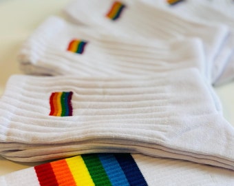LGBTQ socks, rainbow socks, rainbow queer outfit, CSD festival socks, One Love socks, Christopher Street Day festival gay gift